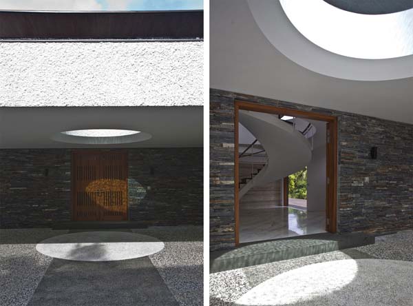 Water Cooled With Gorgeous Water Cooled House Idea With White Textured Wall And Unique Circular Hole Installed On Ceiling For Shady Look Decoration Elegant And Beautiful Home Design Presented By The Water-Cooled House