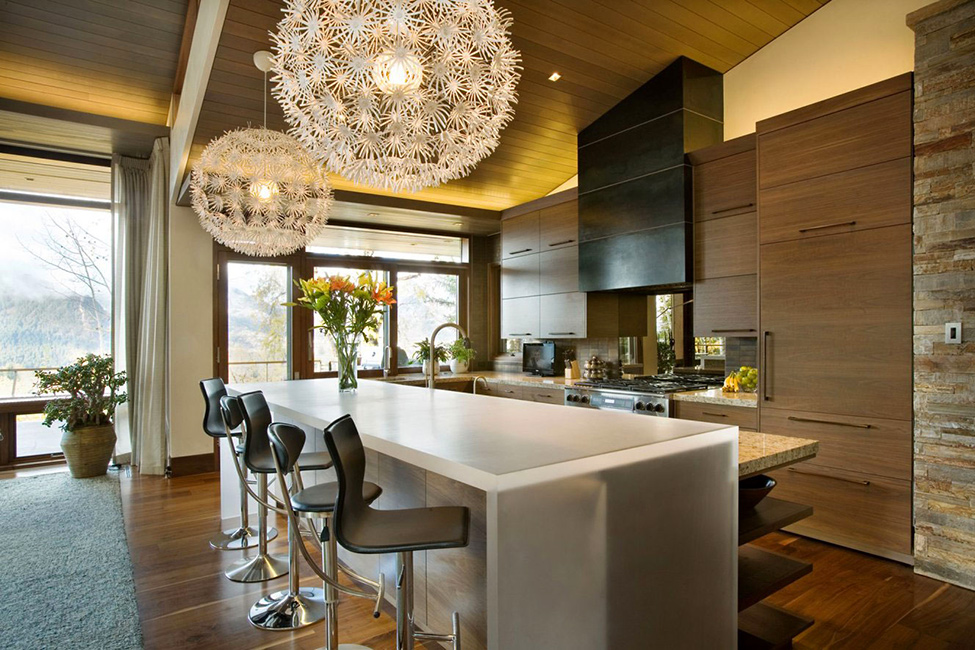 Wrights Road Kitchen Gorgeous Wrights Road Residence Open Kitchen Idea Arranged In Parallel Setting With Island And Cool Pendants Decoration Stunning Beautiful Home With Open-Concept Kitchen And Stone Decorations