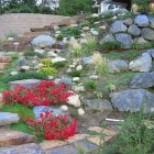 Stone Stair Rock Great Stone Stair Design In Rock Garden Terrace Slope Ideas That Red Flower Make Pretty The Garden Area Garden 17 Amazing Garden Design Ideas With Rocks And Stones Appearance