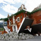 Upside Down Austria Great Upside Down House Terfens Austria In Oblique Pattern And Stones Make Nice In The Terrace Area Decoration Stunning And Beautiful Home Design Upside Down In Tornado