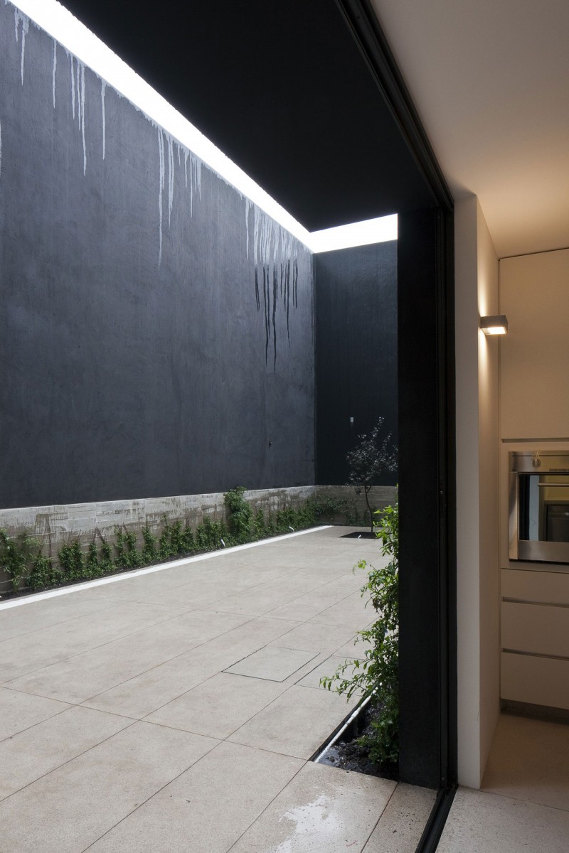 Dark Concrete Plants Huge Dark Concrete Wall Ornamental Plants Concrete Floor Shiny Wall Light In Modern Cerrada Reforma 108 Sophisticated Kitchen Appliances Dream Homes Dramatic Home Decoration With Black Painted Exterior Walls