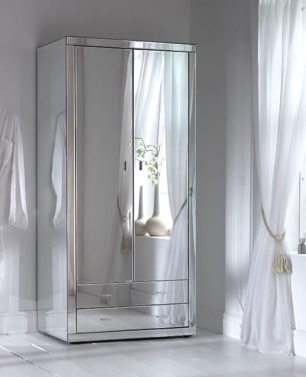 Mirrored Wardrobe With Imposing Mirrored Wardrobe Idea Manufactured With Double Door Panels And Two Levels Of Drawers As Storage Bedroom Outstanding Mirrored Furniture For Bedroom Decoration Ideas