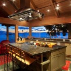 Kitchen Extractor Island Impressive Kitchen Extractor Above Kitchen Island Completed Faucet And Chairs On Green Tiled Floor Installed In Seaside House Dream Homes Beautiful Seaside Home With Classic And Vintage Decorations