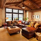 Casa Family Painted Incredible Nice Family Room Interior Painted In Neutral Displaying Wood Abundance And Brown Leather Sectional Sofa Dream Homes Enchanting Leather Sectional Sofa For Various Living Room Layouts