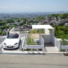 Kenji Yanagawa House Innovative Kenji Yanagawa Case Study House With Splendid Town Overlooking White Railing Modern White Canopy Pretty Ornamental Plants Dream Homes Stunning Contemporary Hillside Home With Open Garage Concepts