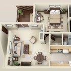 One Apartment 3d Innovative One Apartment Floor Plans With 3D Furniture And Interior Design Presenting Virtual View Of Modern Living Space Bedroom 12 Stylish One Bedroom Apartment Floor Plans In Pretty White Theme