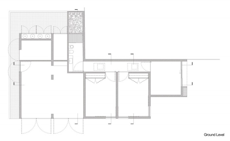 Ground Level Design Inspiring Ground Level Section Planning Design Of House In Banzao With Letter L Shape And White Wall Which Is Made From Concrete Architecture Brilliant Contemporary Home With Stunningly Monochromatic Style