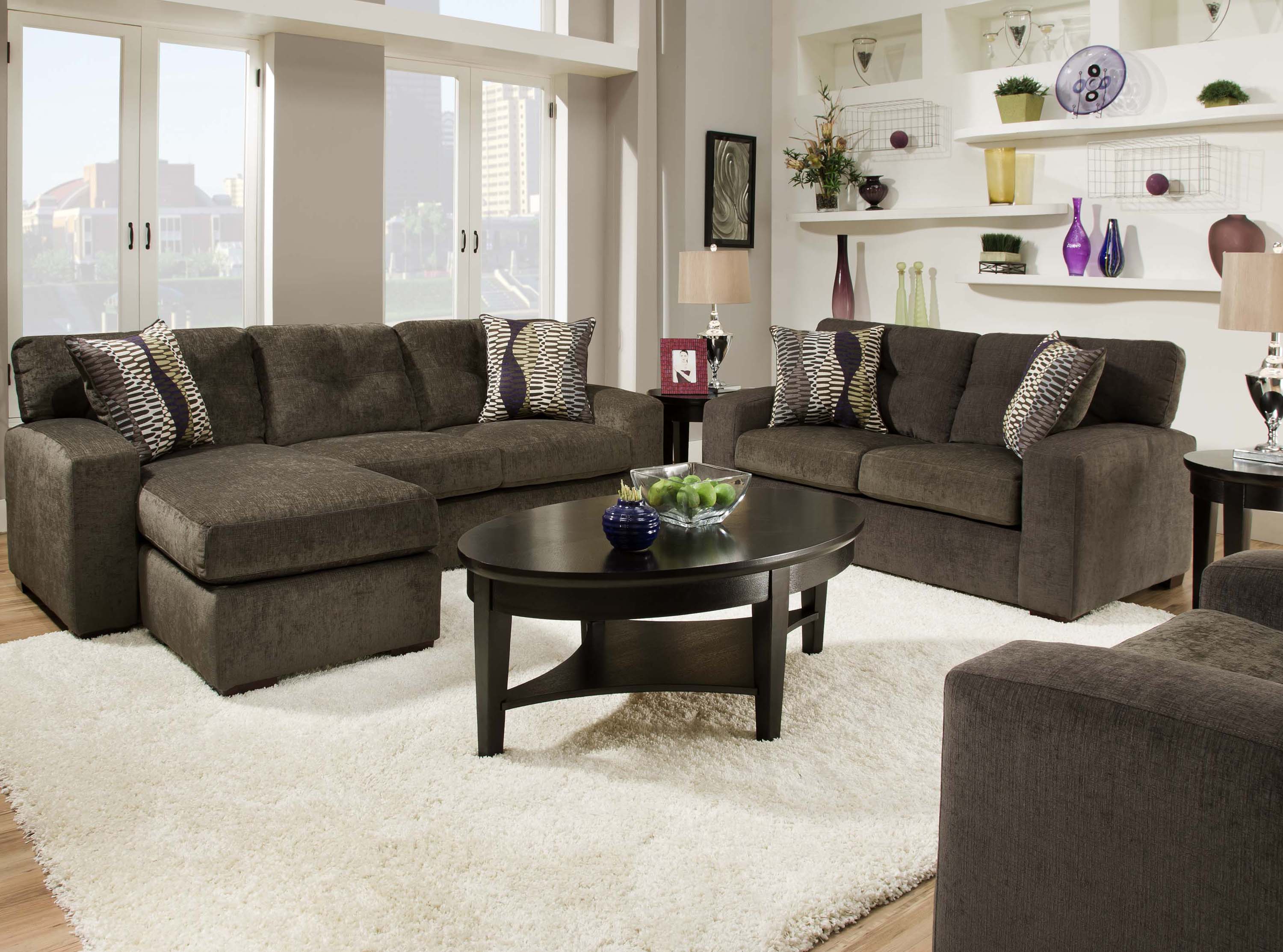 Classic Living With Interesting Classic Living Room Design With Dark Grey Colored Soft Contemporary Sofas And White Fur Carpet Placed On The Floor Decoration Remarkable Beautiful Contemporary Sofas With Various Elegant Styles