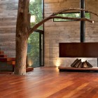 Space Design House Interesting Space Design Of Corallo House With Light Brown Floor Made From Wooden Material And Cozy Bonfire Pit With Black Metallic Chimney Dream Homes Exquisite Modern Treehouse With Stunning Cantilevered Roof