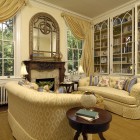 Traditional Living With Interesting Traditional Living Room Design With Cream Colored Classic Sofa And Soft Yellow Colored Curtains Decoration Classic Contemporary Sofas For A Living Room Arrangements