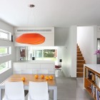 House Amitzi Room Inviting House Amitzi Architects Dining Room With Grey Table White Chairs And Orange Pendant Above It Dream Homes Stylish Minimalist Home Interior And Exterior With Bewitching White Paint Colors