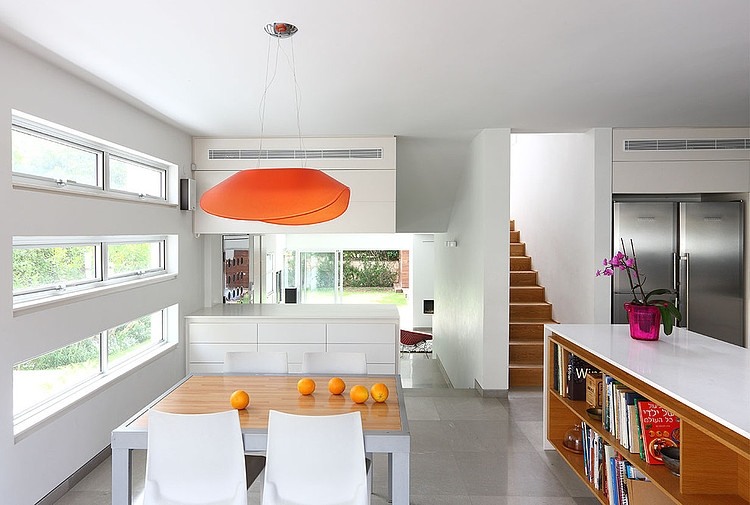 House Amitzi Room Inviting House Amitzi Architects Dining Room With Grey Table White Chairs And Orange Pendant Above It Dream Homes  Stylish Minimalist Home Interior And Exterior With Bewitching White Paint Colors