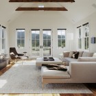 Eclectic Living Italian Large Eclectic Living Room With Italian Sofas Facing Led TV Above The Porcelains On The Wooden Storage Decoration Trendy Italian Sofas For Chic Living Room Furniture And Ornaments