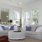 Living Room Gray Lovely Living Room Design Applied Gray Sectional Sofa Slipcovers And Round Coffee Table Add With Blue And White Cushions Decoration Chic Sectional Sofa Slipcovers For Elegant Sofa Looks