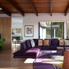 Midcentury Living Purple Magnificent Mid Century Living Room With Purple Sofas That Circle Carpet Feat Twin Coffee Table In Woods Materials Decoration 20 Whimsical Purple Sofa Furniture For Gorgeous Interior Appearance