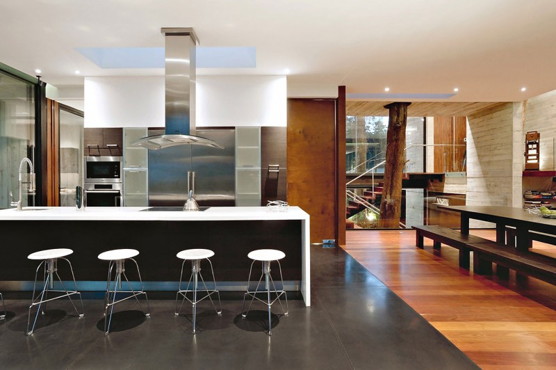 Kitchen Design House Marvelous Kitchen Design Of Corallo House With White Colored Chairs And Several Silver Faucets Which Are Made From Stainless Steel Dream Homes Exquisite Modern Treehouse With Stunning Cantilevered Roof