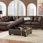 Simple Living With Marvelous Simple Living Room Design With Black Brown Colored Leather Sleeper Sofa And Dark Brown Brick Stones Wall Decoration Creative Leather Sleeper Sofa With Various And Bewitching Interiors