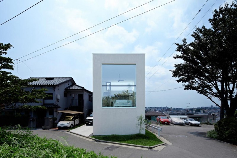 Square Shaped White Marvelous Square Shaped Of The White Interior Design In Hiyoshi Residence Completed With Wooden White Glass Windows Architecture  Beautiful Minimalist Home Decorating In Small Living Spaces