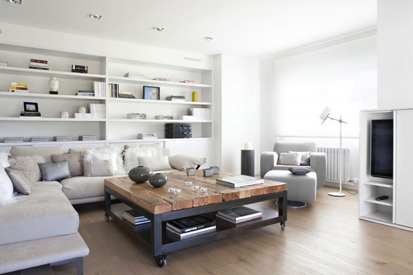 White Contemporary Spain Marvelous White Contemporary Home In Spain Design Interior Living Room Decorated With White Wall Shelving Furniture And Contemporary Sofa Design Dream Homes Bright Home Interior Decoration Using White And Beautiful Wooden Accents