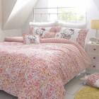 Hello Kitty Set Mesmerizing Hello Kitty Patterned Duvet Set In White Iron Bed Frame On White Wooden Striped Floor With Nightstand Bedroom Cool And Lovely Bedroom Designs With Creative Duvet Covers