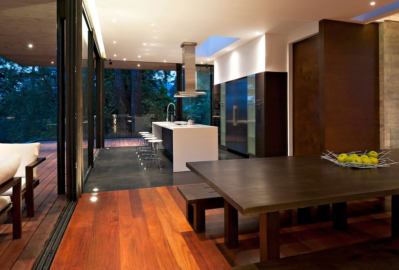 Kitchen Design House Mesmerizing Kitchen Design Of Corallo House With Black Colored Floor Which Is Made From Marble Material And Silver Stainless Chimney Dream Homes Exquisite Modern Treehouse With Stunning Cantilevered Roof