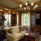 Traditional Family With Mesmerizing Traditional Family Room Design With Yellow Colored Small Sofa And Black Colored Chandelier Which Has Soft Yellow Lighting Decoration Lovely And Small Sofa Furniture Examples For Your Inspiration
