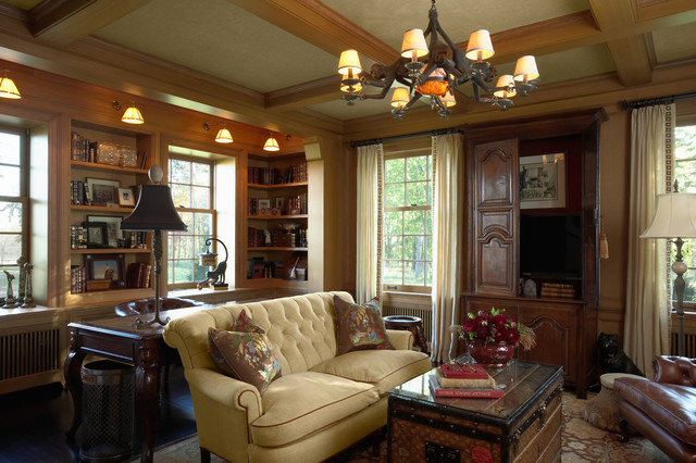 Traditional Family With Mesmerizing Traditional Family Room Design With Yellow Colored Small Sofa And Black Colored Chandelier Which Has Soft Yellow Lighting Decoration Lovely And Small Sofa Furniture Examples For Your Inspiration