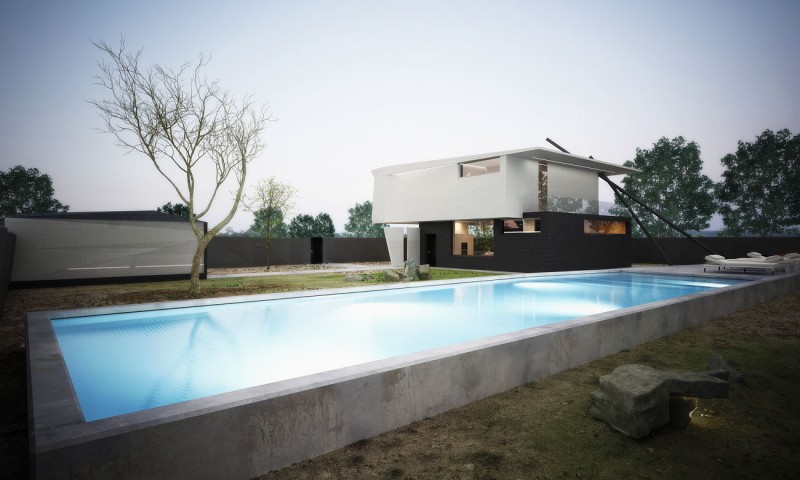 White Three Pool Mesmerizing White Three Beside Swimming Pool In M House In Singera Beautified With Decorative Stone Near The Pool Dream Homes Stunning Modern Home Design With Concrete Walls And Glass Materials