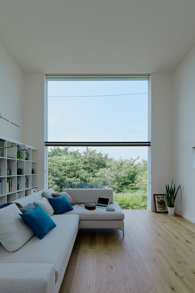 White Wooden With Mesmerizing White Wooden Windows Completed With White Sofas And White Open Cabinets With White Interior Design In Hiyoshi Residence Architecture  Beautiful Minimalist Home Decorating In Small Living Spaces