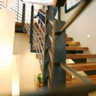 Wrights Road Staircase Minimalist Wrights Road Residence Indoor Staircase Designed With Wooden Stairs Completed With Griddle Railing Decoration Stunning Beautiful Home With Open-Concept Kitchen And Stone Decorations