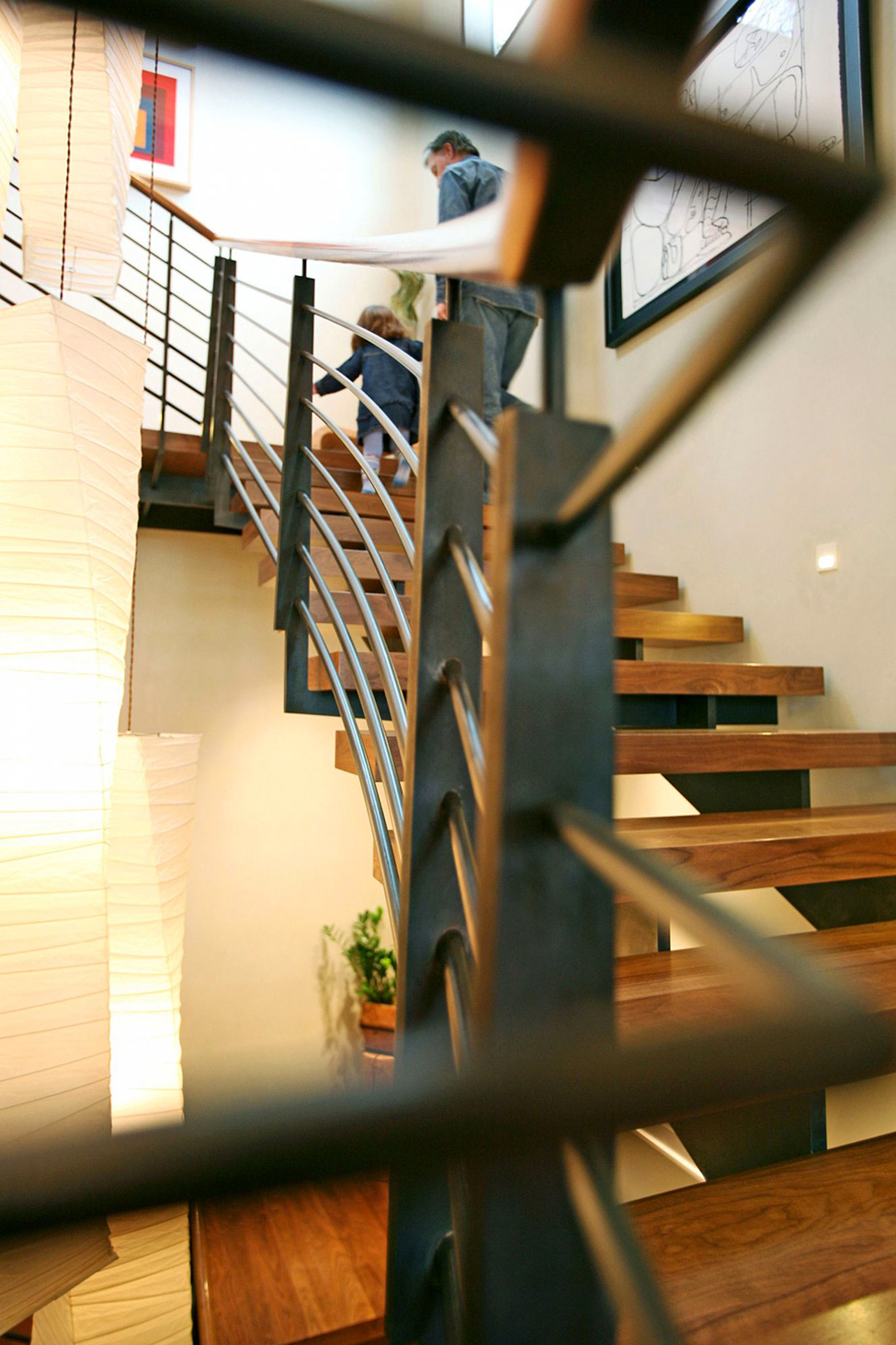 Wrights Road Staircase Minimalist Wrights Road Residence Indoor Staircase Designed With Wooden Stairs Completed With Griddle Railing Decoration Stunning Beautiful Home With Open-Concept Kitchen And Stone Decorations