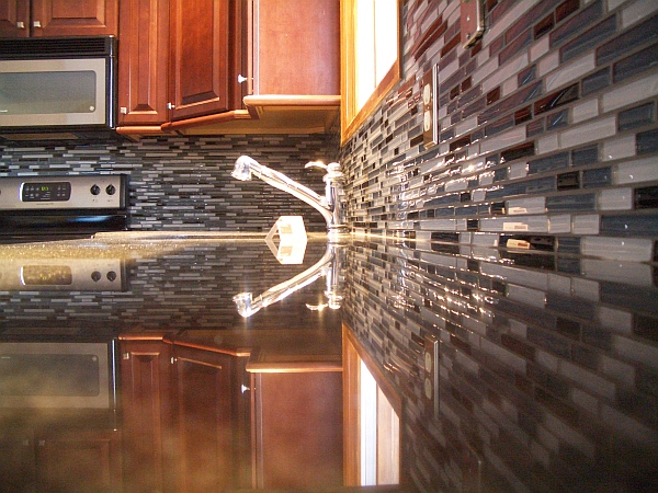Home Kitchen Integrating Modern Home Kitchen Backsplash Idea Integrating Grey Black White Mosaic Glass Tiles Reflected By Countertop Kitchens  Cozy Kitchen Backsplash With Sleek Cabinet And Chic Kitchen Tools