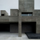 Facade View Of Mysterious Facade View Of House Of Silence Seen From Street Side Displaying Open Garage And Carport With Hardscape Dream Homes Sophisticated Modern Japanese Home With Concrete Construction Of Shiga Prefecture