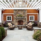 View By With Natural View By Traditional Patio With Fireplace Design Ideas Facing Cream Chairs Feat Wooden Table Decor Dream Homes Modern Fireplace Design Ideas For A Warm Minimalist Decorations