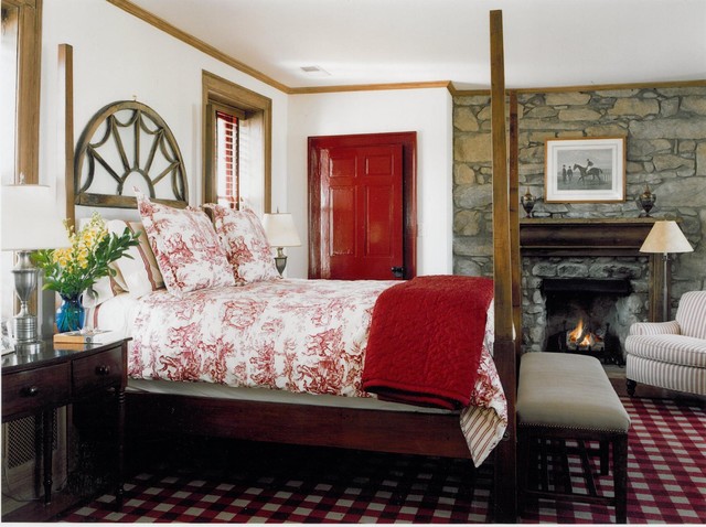 Traditional Bedroom Decorated Naturally Traditional Bedroom Design Interior Decorated With Red Bedroom Ideas Completed With Stone Fireplace Decoration Ideas Bedroom  30 Romantic Red Bedroom Design For A Comfortable Appearances