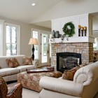 Living Room Design Neat Living Room With Fireplace Design Ideas In Brick Wall Under Planters And Nice Sofas Feat Pillows Dream Homes Modern Fireplace Design Ideas For A Warm Minimalist Decorations