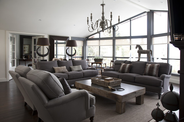 Living Room Sofas Nice Living Room With Grey Sofas That Wooden Table Under The Pendant Lamp Design That Glass Windows Completed The Room Decoration Fashionable And Modern Grey Sofas For White Interior Colors