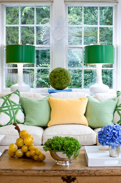 View In Lamp Nice View In The Antique Lamp Shades With Green Antique Lamp Shades And The Pillows In Yellow And White Color Decor Decoration  20 Pretty Antique Lampshades For Beautiful Interior Decorations