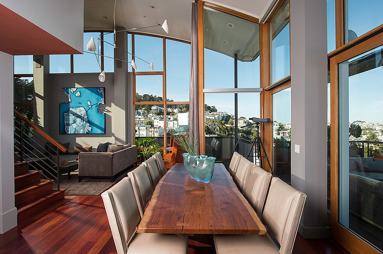 Fashioned Distressed With Old Fashioned Distressed Table Coupled With Padded Chairs In House San Francisco Susan Fredman Design Group Interior Design  Modern Mountain Home With Concrete Exterior And Interior Structure