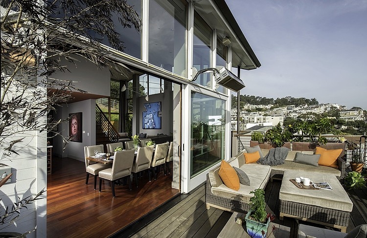 Plan House Susan Open Plan House San Francisco Susan Fredman Design Group Balcony Furnished With Sectional Sofas Interior Design  Modern Mountain Home With Concrete Exterior And Interior Structure