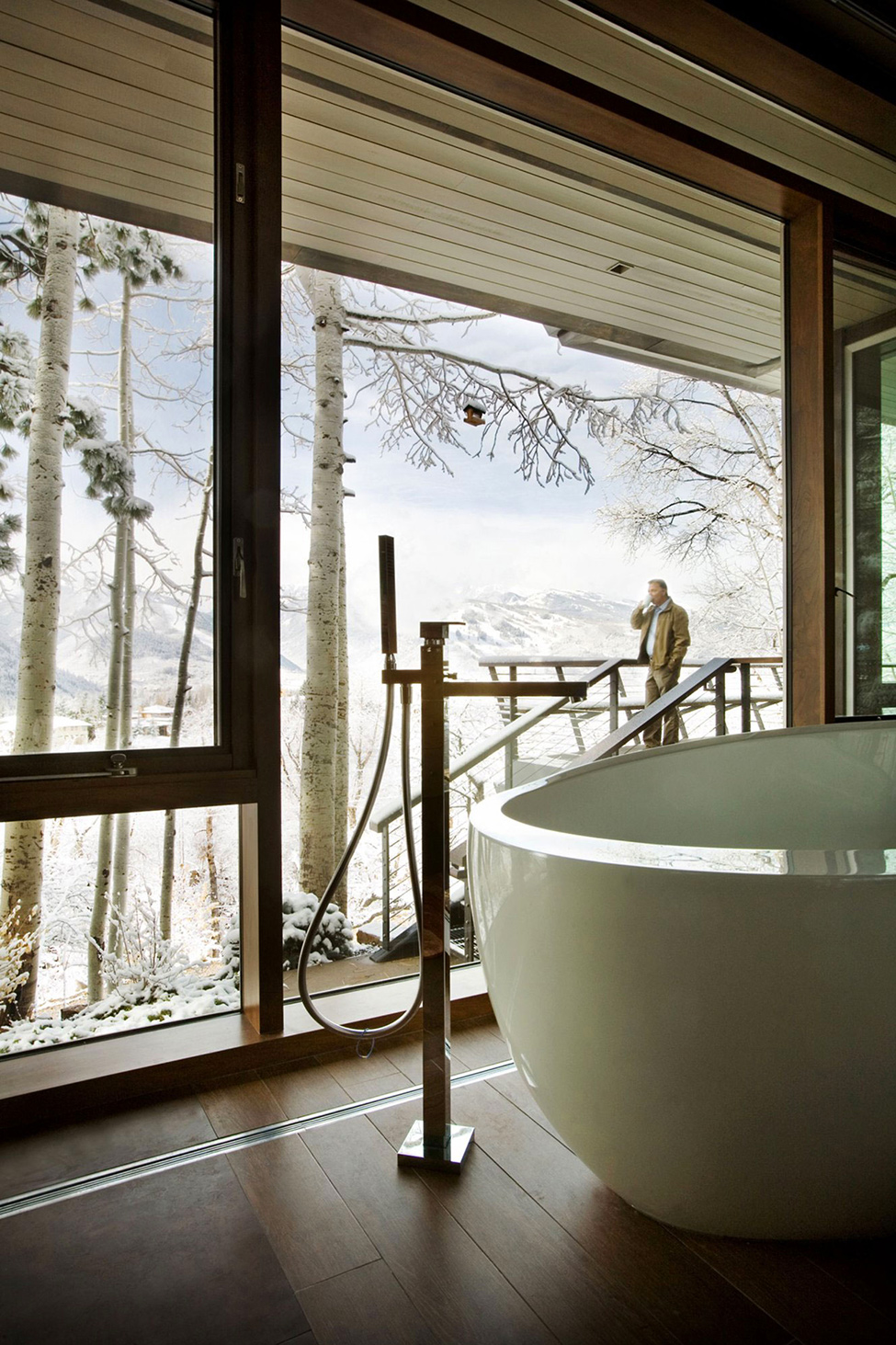 Wrights Road Bathroom Open Wrights Road Residence Master Bathroom Idea Overlooking Alps View Enjoyed From Modern Porcelain Bathtub Decoration  Stunning Beautiful Home With Open-Concept Kitchen And Stone Decorations