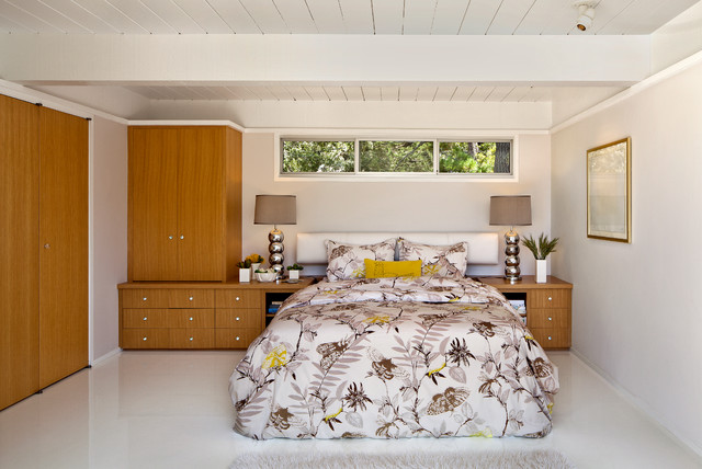 White Brown Cover Outstanding White Brown Patterned Duvet Cover With Wooden Dresser And Cabinets In Mid Century Bedroom With Bedroom Furniture Ideas Bedroom  20 Stunning Bedroom Furniture In Contemporary And Beach Style