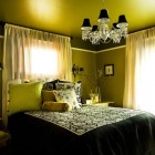 Dark Green Bedroom Refreshing Dark Green Painting For Bedroom Curtain Ideas In Eclectic Bedroom With White Transparent Drapes On Glass Windows Bedroom 20 Beautiful Bedroom Curtain Ideas For Wall Cover Of Modern Mansion