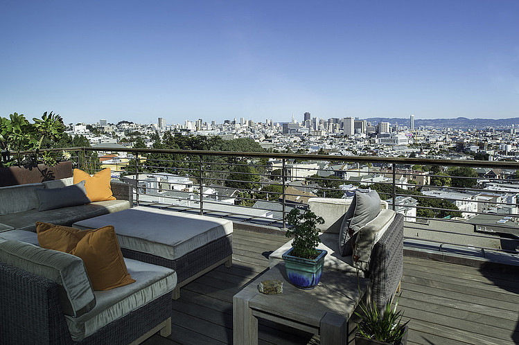 City View House Relaxing City View Seen From House San Francisco Susan Fredman Design Group Balcony With Balustrade Interior Design Modern Mountain Home With Concrete Exterior And Interior Structure