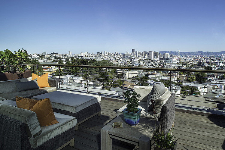 City View House Relaxing City View Seen From House San Francisco Susan Fredman Design Group Balcony With Balustrade Interior Design  Modern Mountain Home With Concrete Exterior And Interior Structure