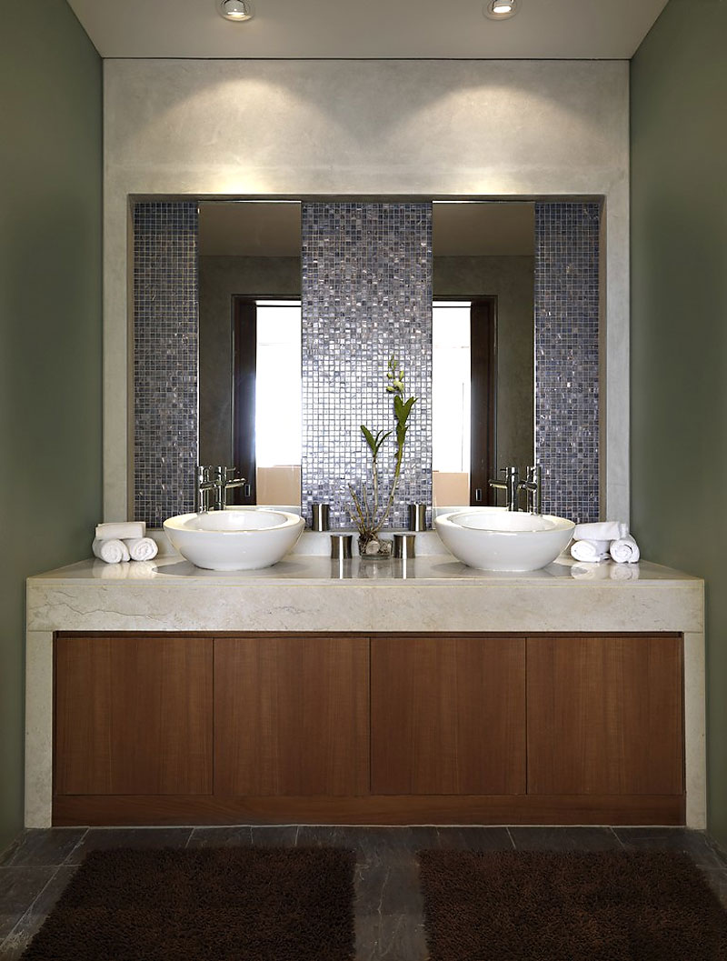 Restroom Design Villa Remarkable Restroom Design Of Oceanfront Villa Kamala With White Colored Sink Made From Ceramic And Dark Brown Cabinets Made From Wooden Material Office & Workspace Luminous Oceanfront Home With Magnificent Natural Views