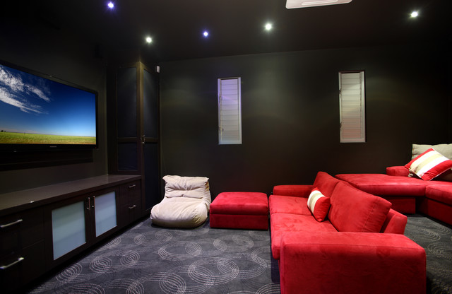 Contemporary Media Interior Sensational Contemporary Media Room Design Interior Decorated With Red Sofa Beds Furniture In Modern Touch And Wooden Cabinet Ideas Dream Homes 20 Beautiful Sofa Beds For Comfortable Living Room Style And Appearance