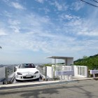 Kenji Yanagawa House Sensational Kenji Yanagawa Case Study House With Splendid Mountainous View Strategic Parking Area With White Railing White Canopy Dream Homes Stunning Contemporary Hillside Home With Open Garage Concepts