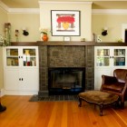 Living Room Fireplace Shabby Living Room Design With Fireplace Mantel Shelves In Black Under The Paint Wall Design Ideas Decoration Functional Modern Home With Fireplace Mantel Shelves And Creative Lightings (+19 New Images)