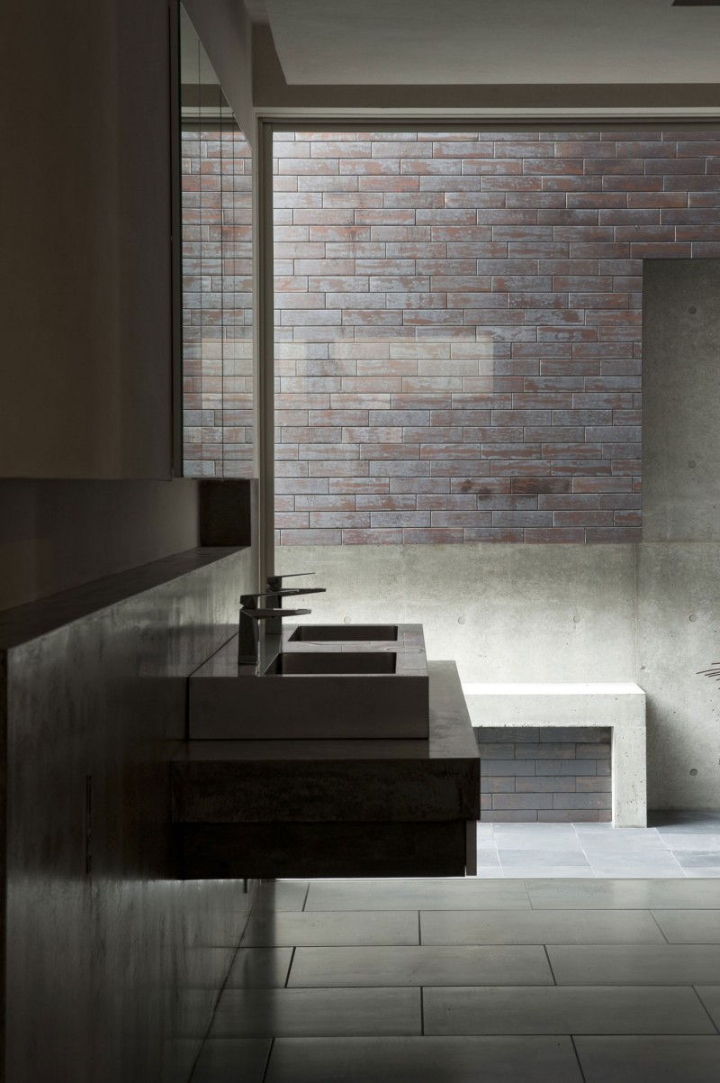 House Of With Shady House Of Silence Interior With Nice Combination Of Brick And Concrete Wall In Grey Displaying Floating Vanity Dream Homes Sophisticated Modern Japanese Home With Concrete Construction Of Shiga Prefecture